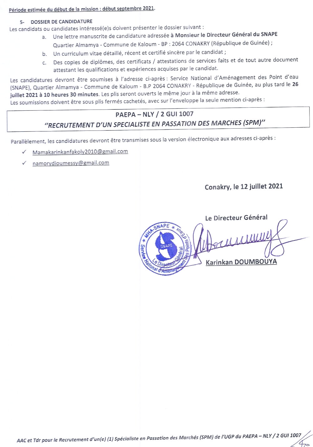 Recrutement D'un Chargé(e)  Des Communications -  page 1